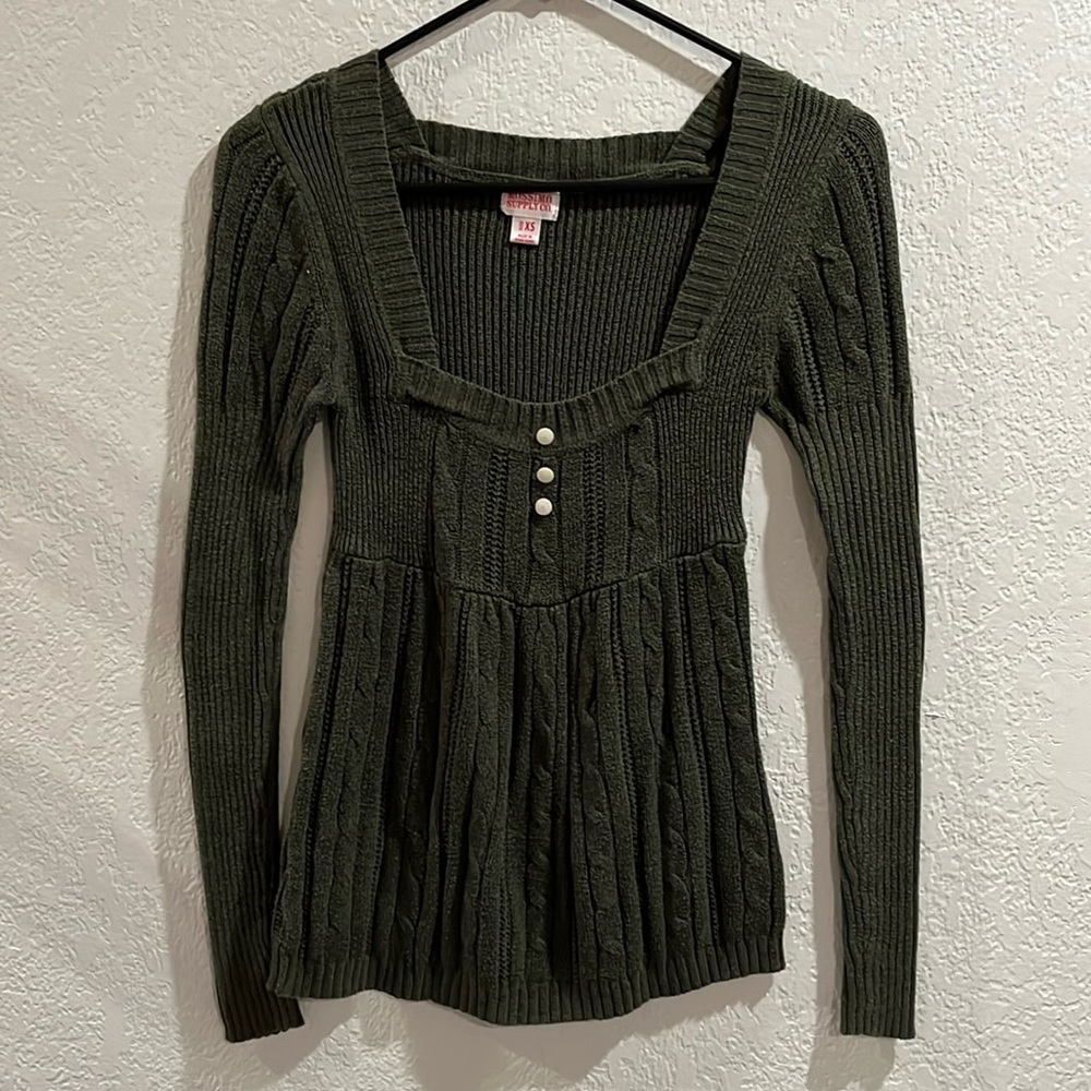 Mossimo Supply CO. LongSleeve Knitted Green Babydoll Top - Size XS/S